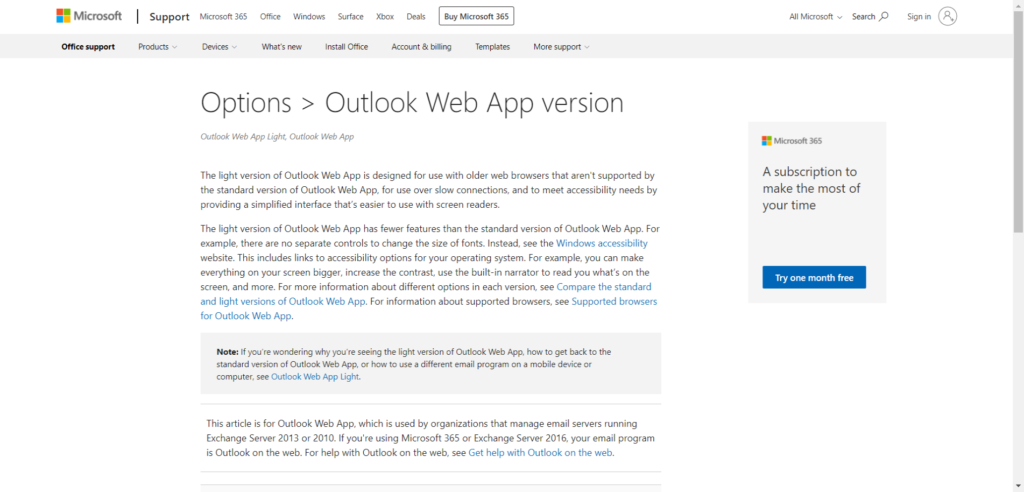 outlook web app