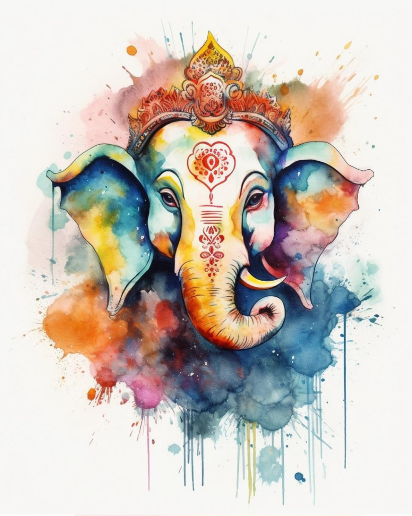 Ganesha watercolor drawings