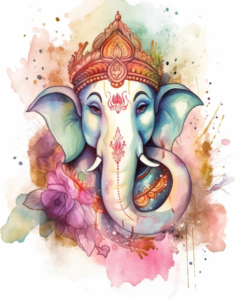 Watercolor Ganesha idol