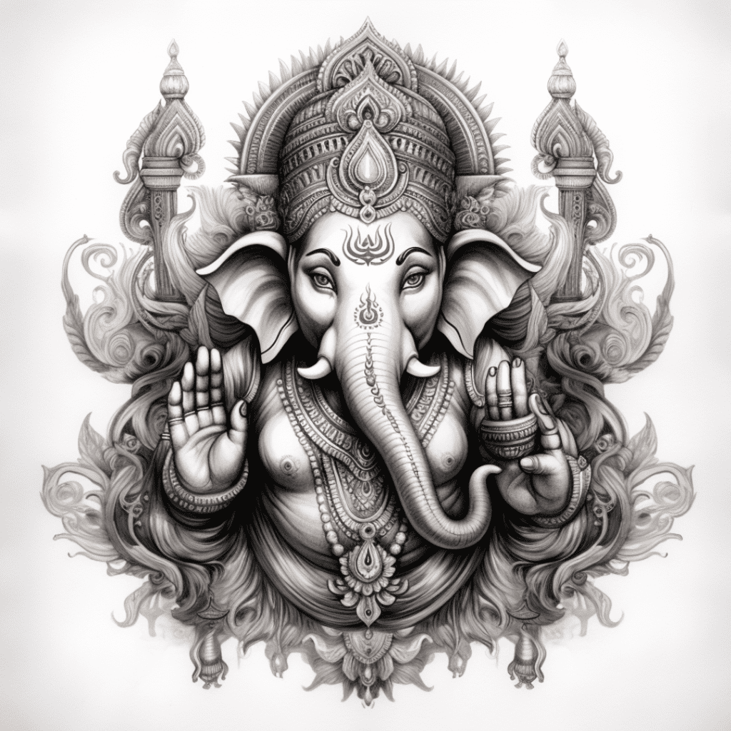 Watercolor Ganesha pencil sketches