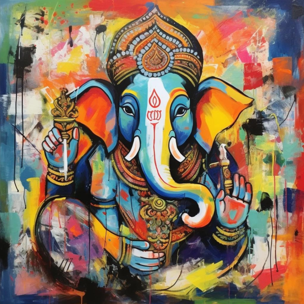 Watercolor Ganesha auspicious art