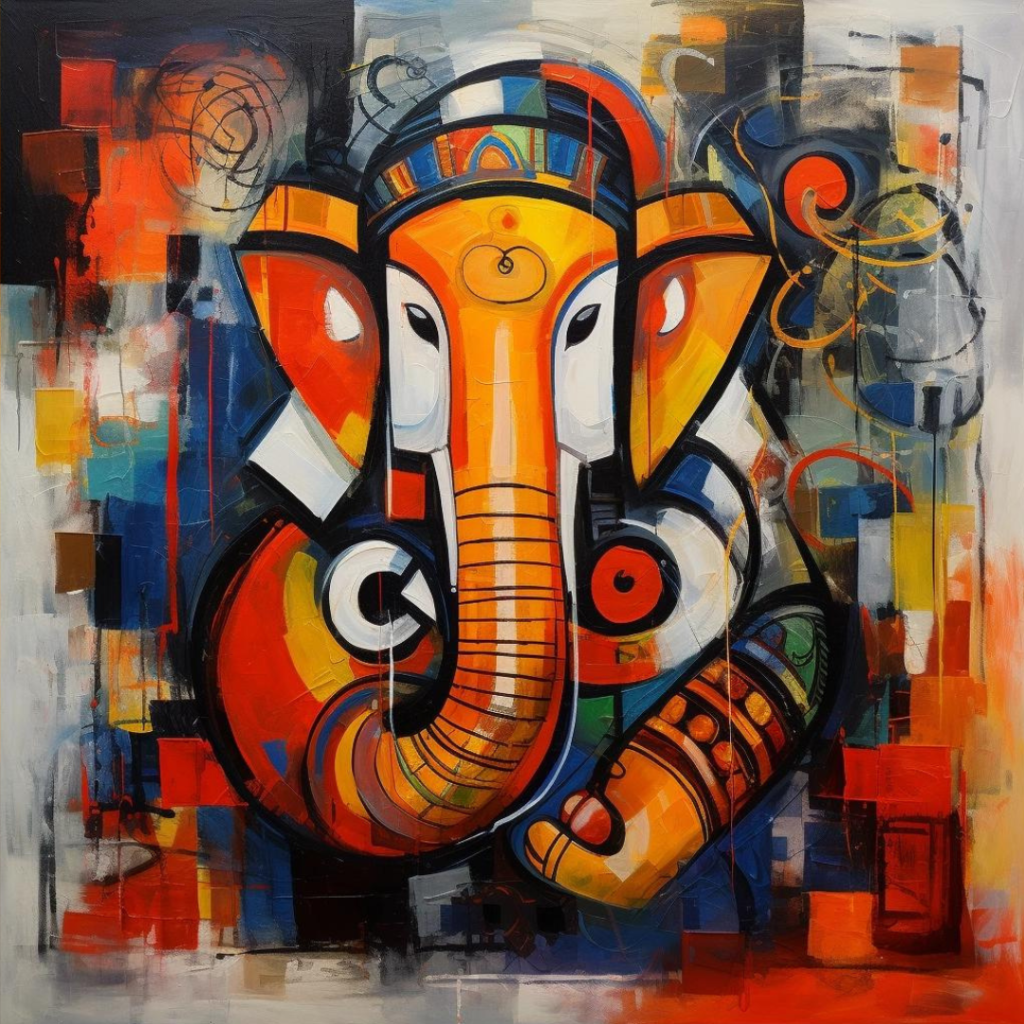 Watercolor Ganesha modern art