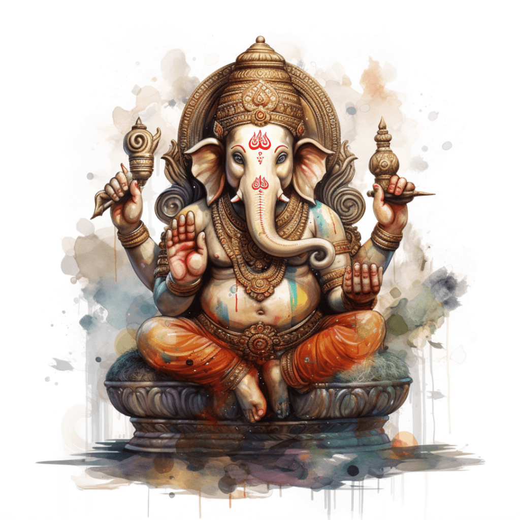 Ganesha watercolor on canvas