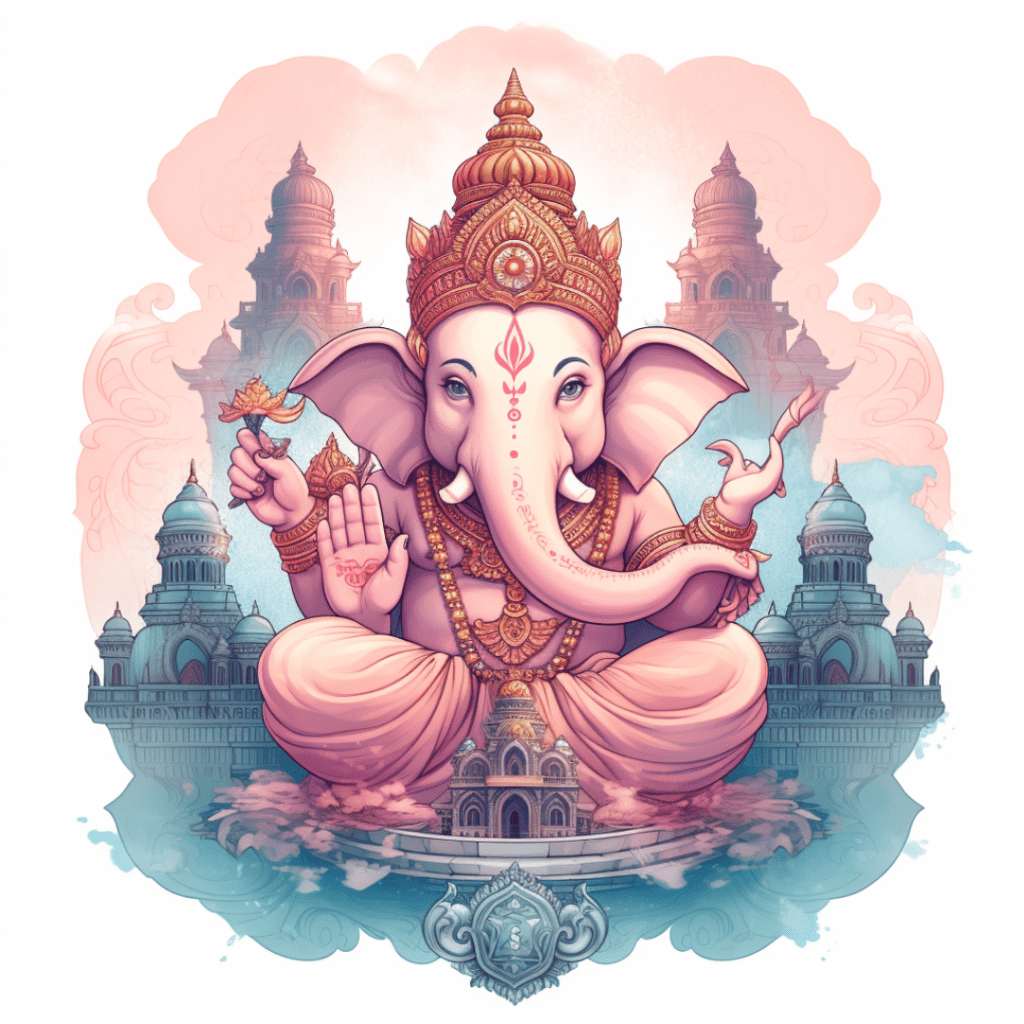 Watercolor Ganesha worship