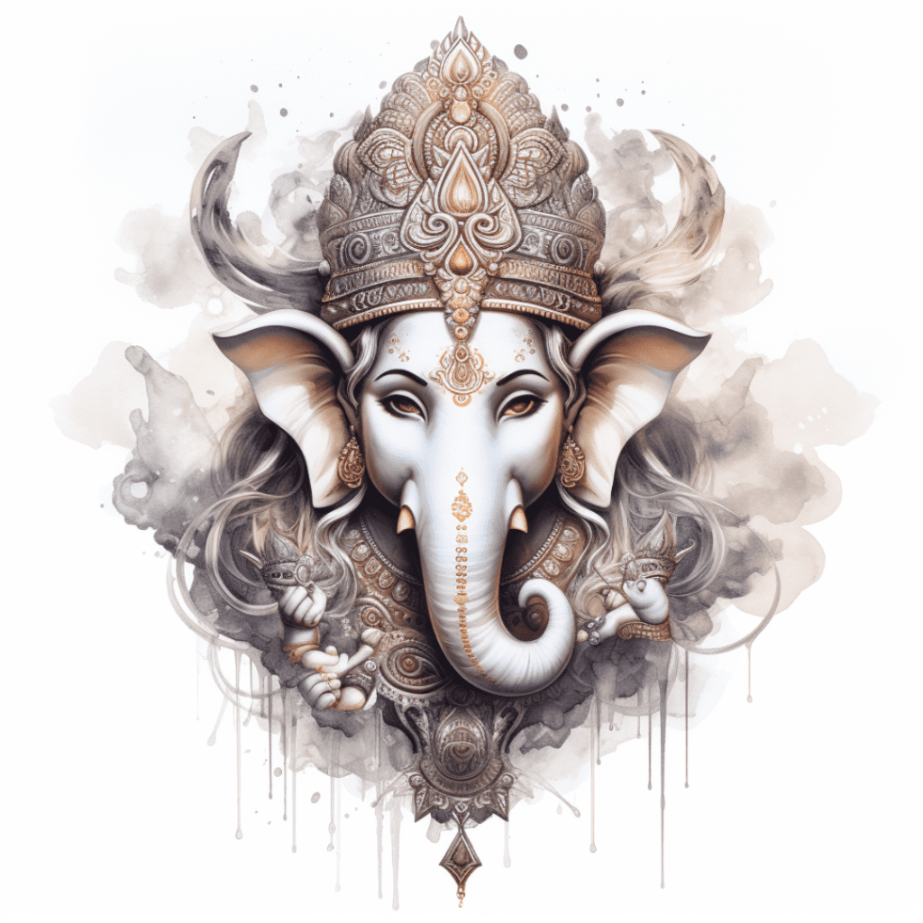 Watercolor Ganesha digital illustrations