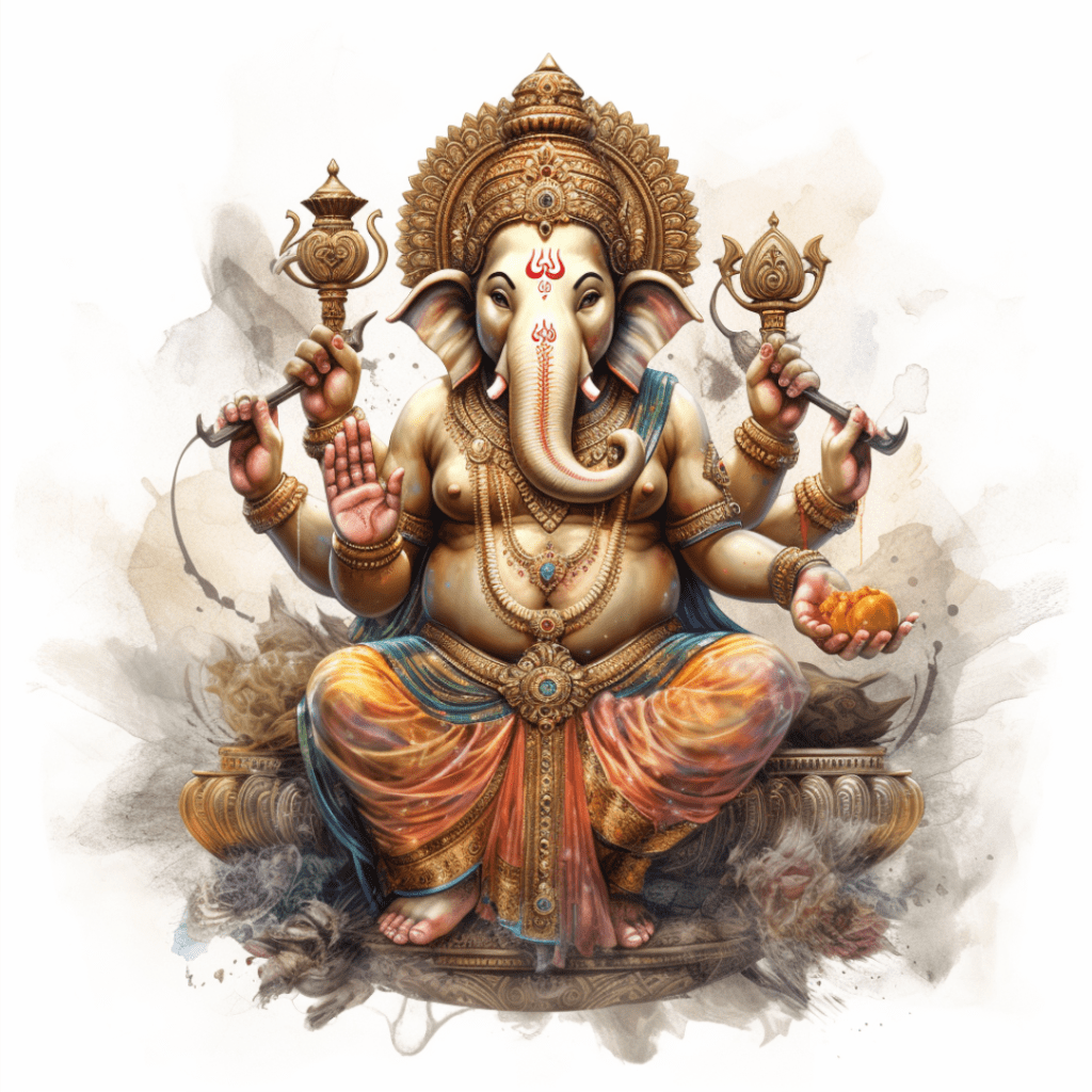 Watercolor Ganesha deity