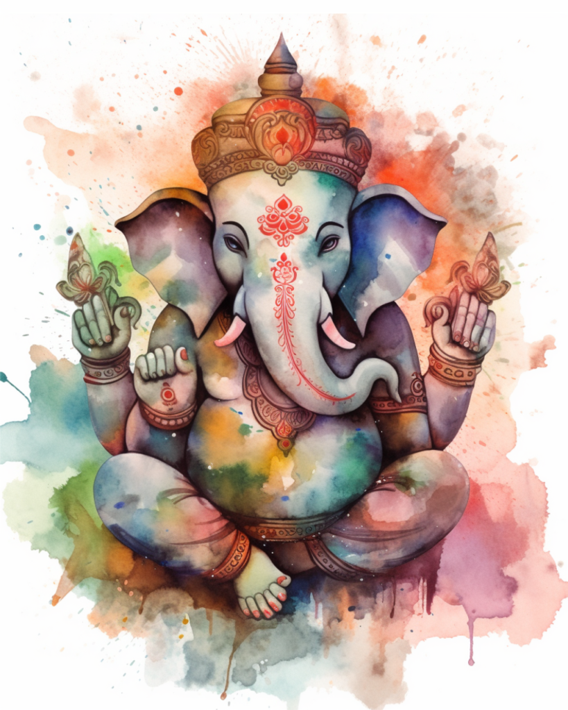 Watercolor Ganesha with mouse