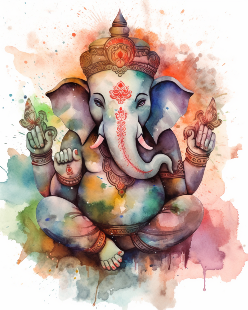 Ganesha paintings in watercolor