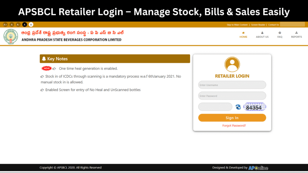 APSBCL Retailer Login – Manage Stock, Bills & Sales Easily