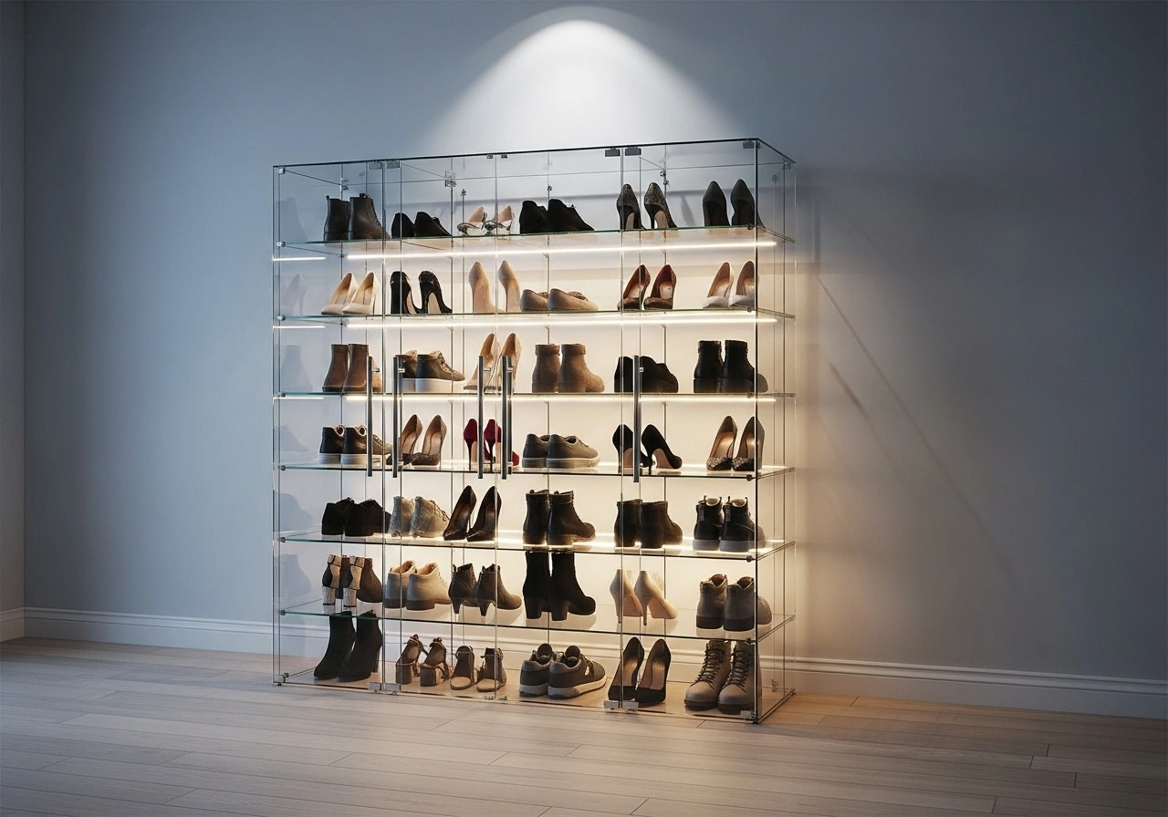 Glass Shoe Storage Cabinets